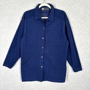 Blast Shirt Womens Medium Blue‎ Faux Suede Quilted Tunic Lagenlook Artsy Granny